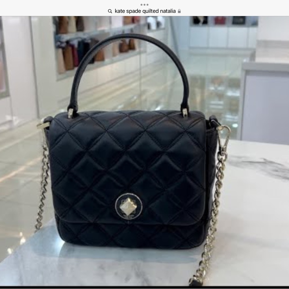 New Kate Spade Black Bag with Quilted Design and Chain Strap